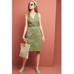Anthropologie Maeve Oona Utility Dress Army Green Size 6